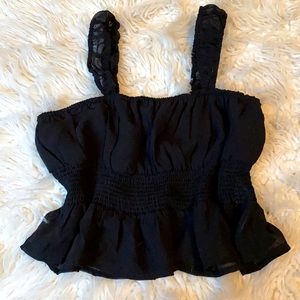 Forever 21 F21 Girls Women's Black Scrunch Woven Tank Top New Size Small